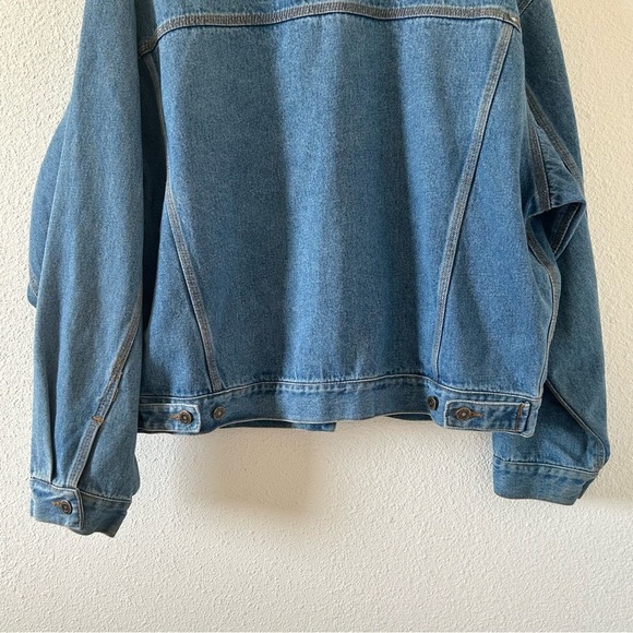 VTG WoodLake Men’s Chore Trucker Jacket XL Leather Denim Rodeo Cowboy Barn Work - Picture 12 of 16